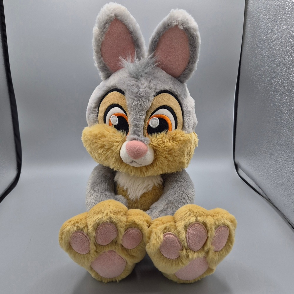 Disney Store Bambi Thumper Plush Stuffed Animal Gray Rabbit Large Feet 15 Inch